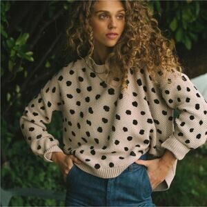 Jackson Rowe Chukar Polka Dot Chunky Sweater Knit Crew Cropped Garmatory Small